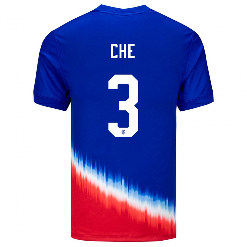 Børn Usa Justin Che #3 Blå Udebane Spillertrøjer 24-26 Trøje T-Shirt