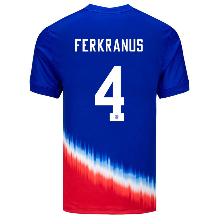 Børn Usa Marcus Ferkranus #4 Blå Udebane Spillertrøjer 24-26 Trøje T-Shirt