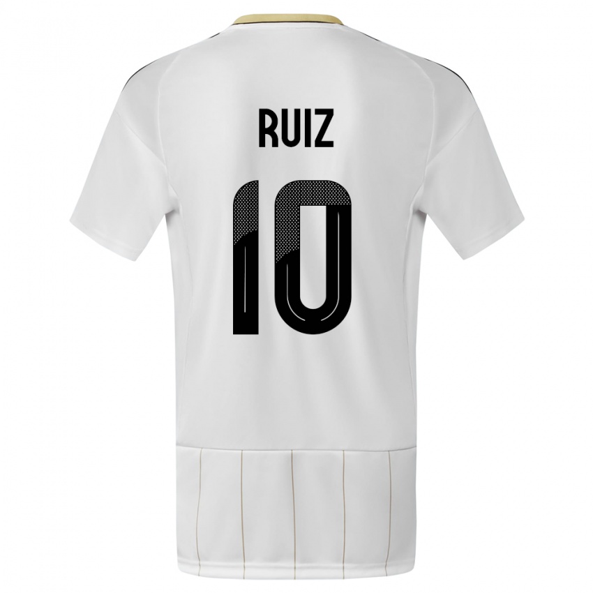 Børn Costa Rica Bryan Ruiz #10 Hvid Udebane Spillertrøjer 24-26 Trøje T-Shirt