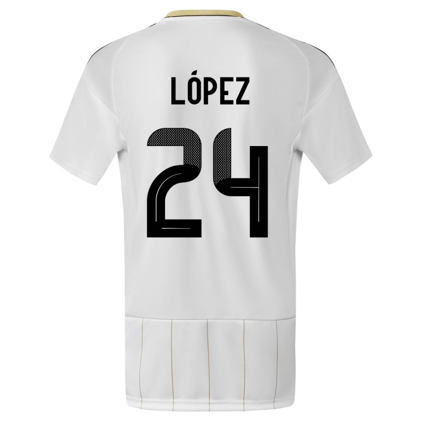 Børn Costa Rica Douglas Lopez #24 Hvid Udebane Spillertrøjer 24-26 Trøje T-Shirt