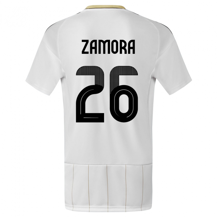 Børn Costa Rica Alvaro Zamora #26 Hvid Udebane Spillertrøjer 24-26 Trøje T-Shirt