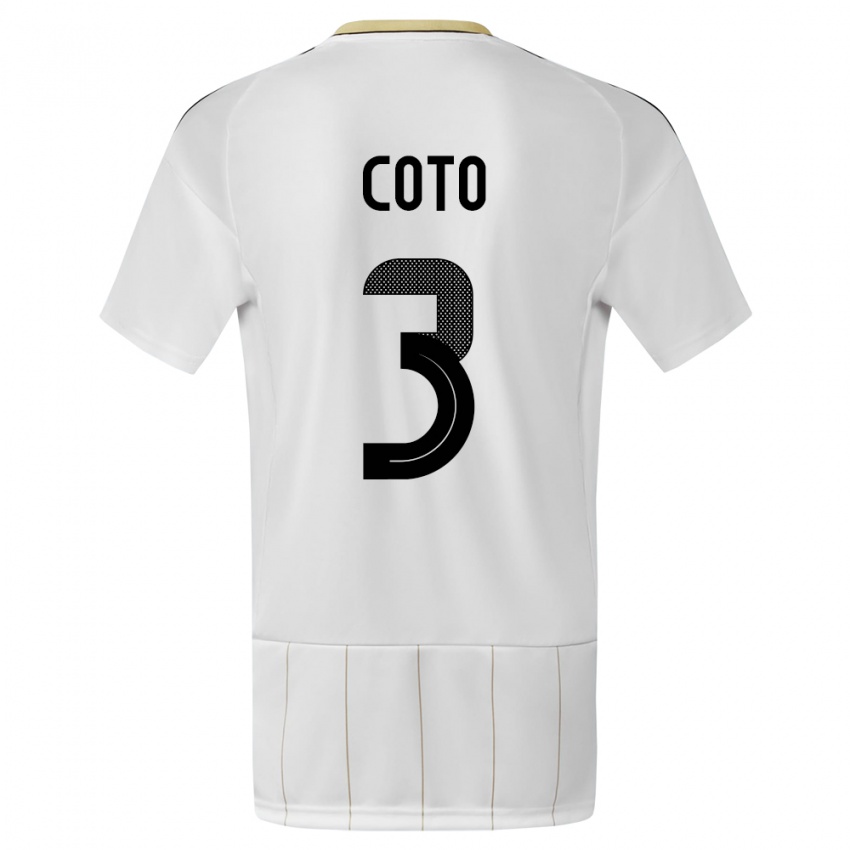 Børn Costa Rica Maria Coto #3 Hvid Udebane Spillertrøjer 24-26 Trøje T-Shirt