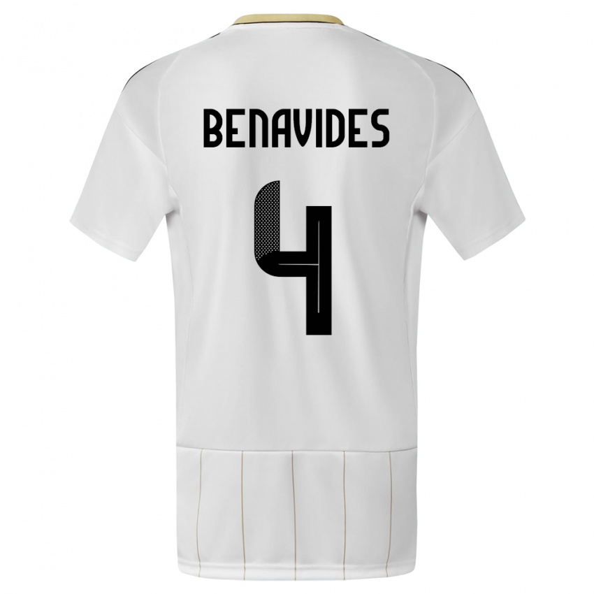 Børn Costa Rica Mariana Benavides #4 Hvid Udebane Spillertrøjer 24-26 Trøje T-Shirt
