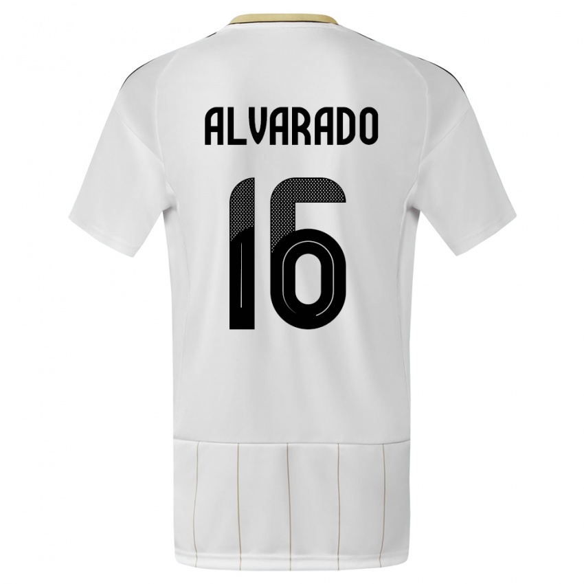 Børn Costa Rica Katherine Alvarado #16 Hvid Udebane Spillertrøjer 24-26 Trøje T-Shirt