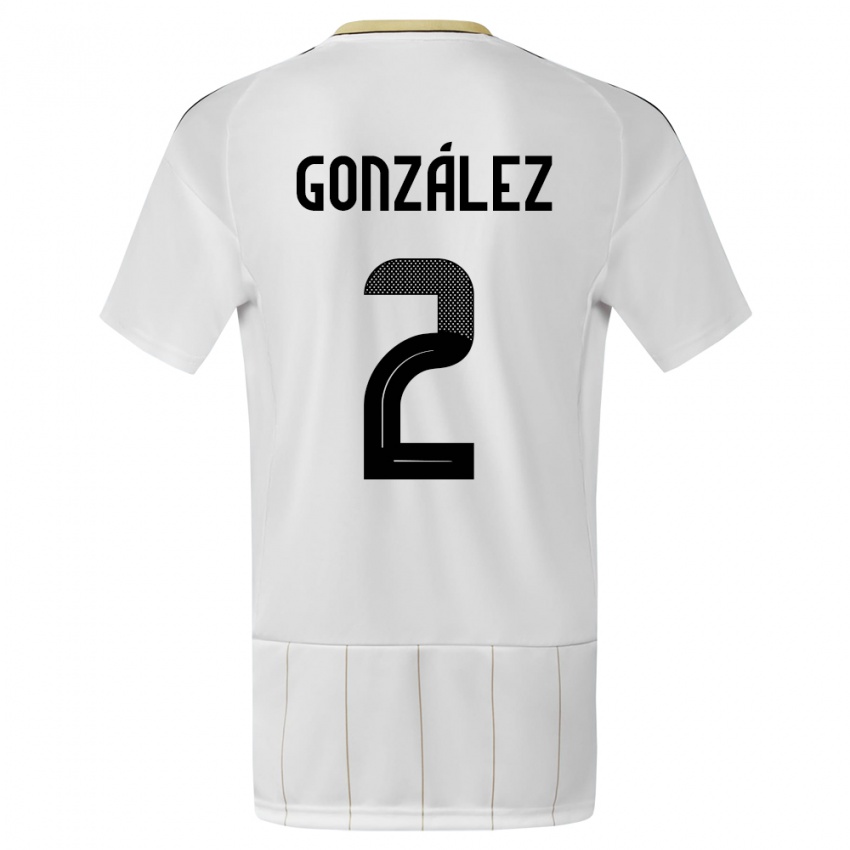 Børn Costa Rica Julian Gonzalez #2 Hvid Udebane Spillertrøjer 24-26 Trøje T-Shirt