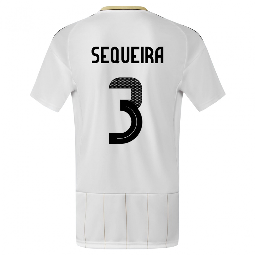 Børn Costa Rica Douglas Sequeira #3 Hvid Udebane Spillertrøjer 24-26 Trøje T-Shirt