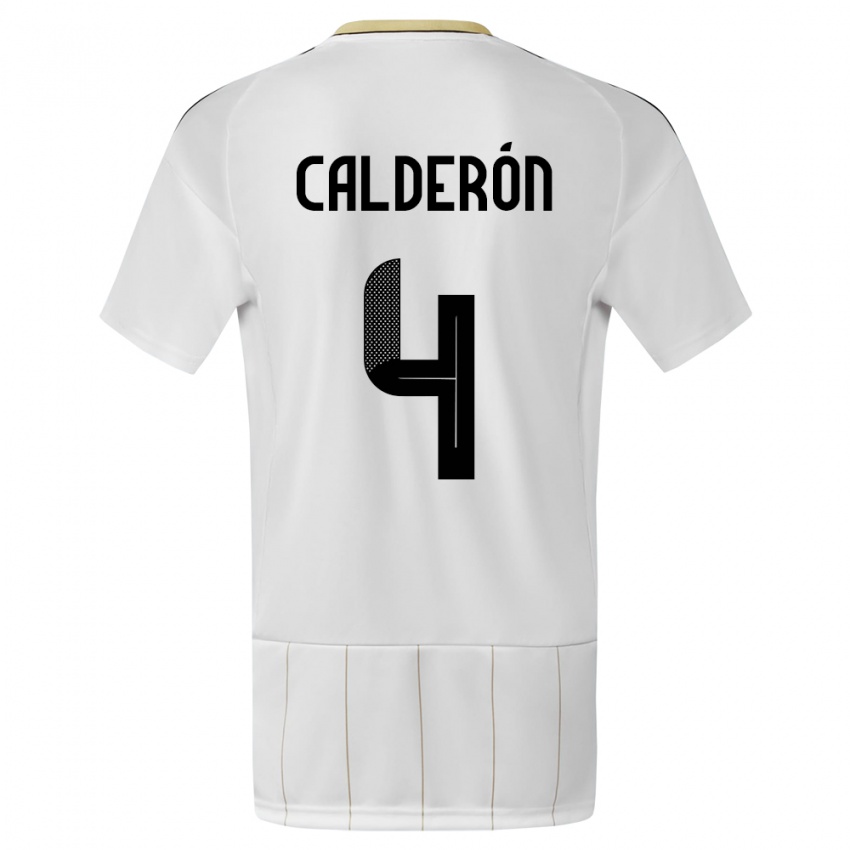 Børn Costa Rica Brandon Calderon #4 Hvid Udebane Spillertrøjer 24-26 Trøje T-Shirt