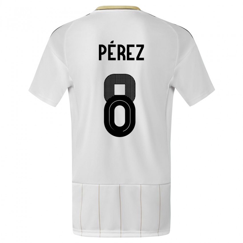 Børn Costa Rica Creichel Perez #8 Hvid Udebane Spillertrøjer 24-26 Trøje T-Shirt