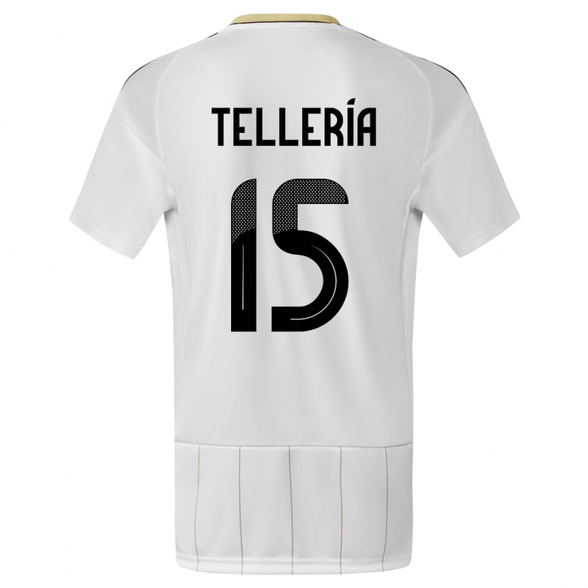 Børn Costa Rica Jostin Telleria #15 Hvid Udebane Spillertrøjer 24-26 Trøje T-Shirt