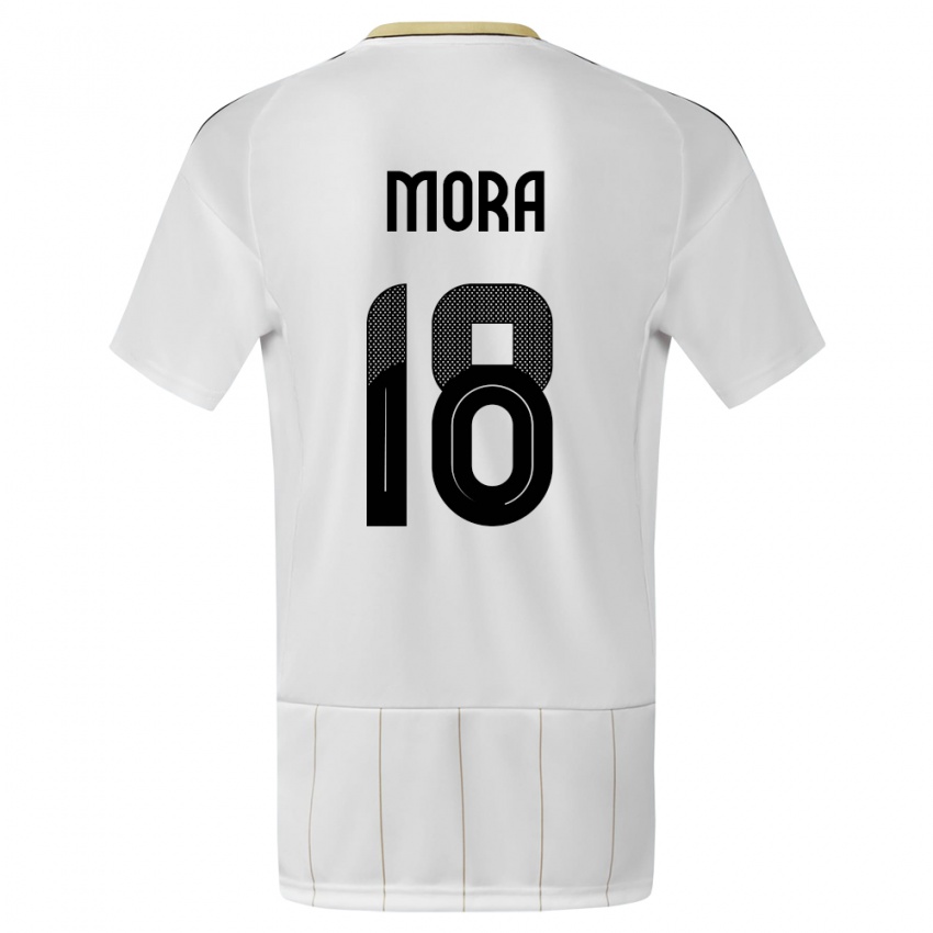 Børn Costa Rica Bayron Mora #18 Hvid Udebane Spillertrøjer 24-26 Trøje T-Shirt