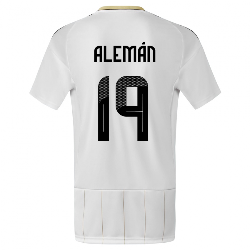 Børn Costa Rica Fabricio Aleman #19 Hvid Udebane Spillertrøjer 24-26 Trøje T-Shirt
