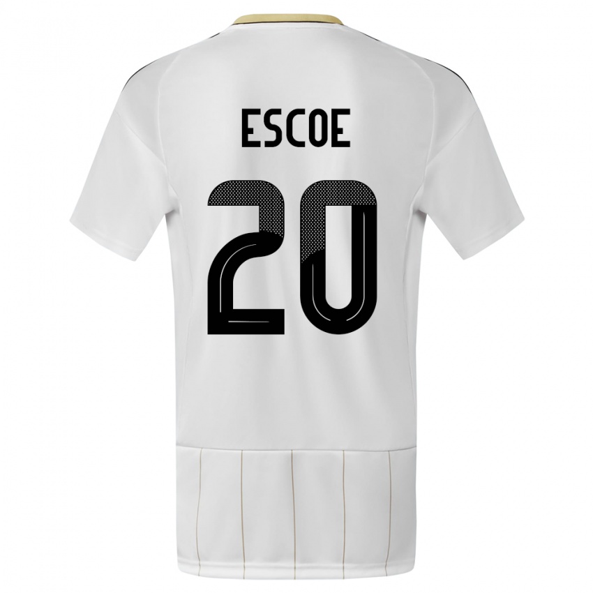 Børn Costa Rica Enyel Escoe #20 Hvid Udebane Spillertrøjer 24-26 Trøje T-Shirt