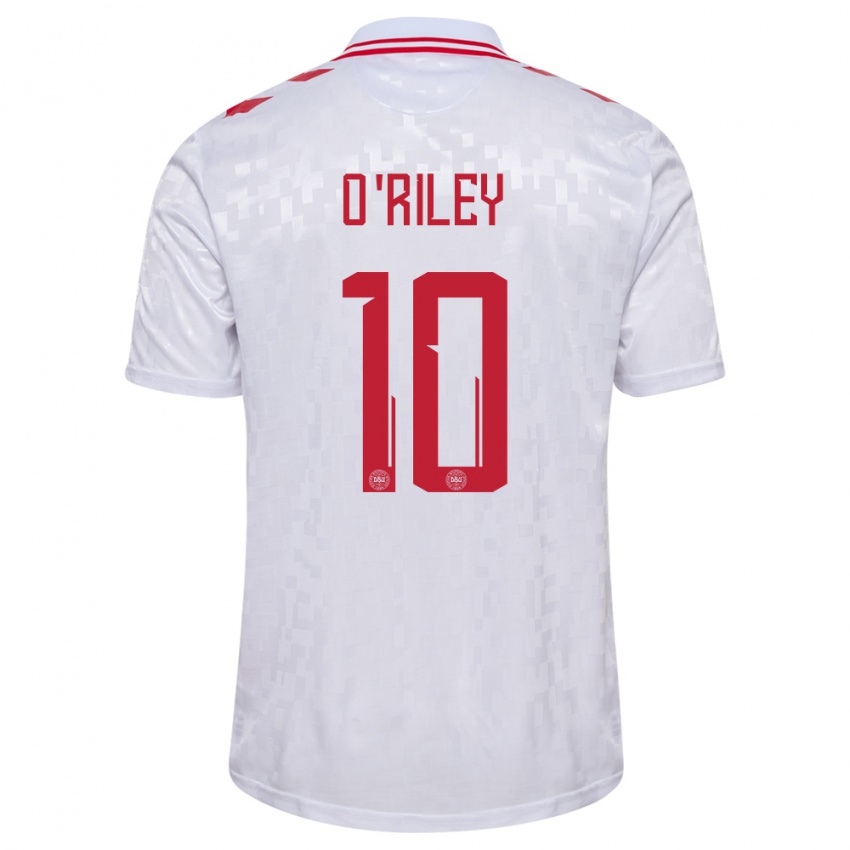 Børn Danmark Matt O Riley #10 Hvid Udebane Spillertrøjer 24-26 Trøje T-Shirt