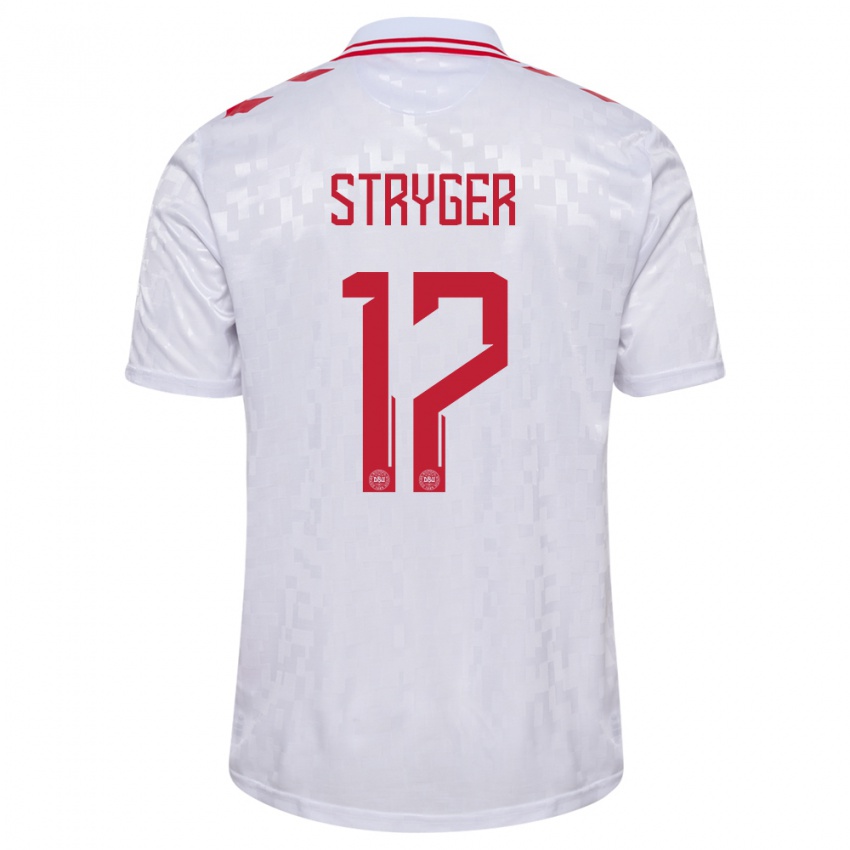 Børn Danmark Jens Stryger Larsen #17 Hvid Udebane Spillertrøjer 24-26 Trøje T-Shirt