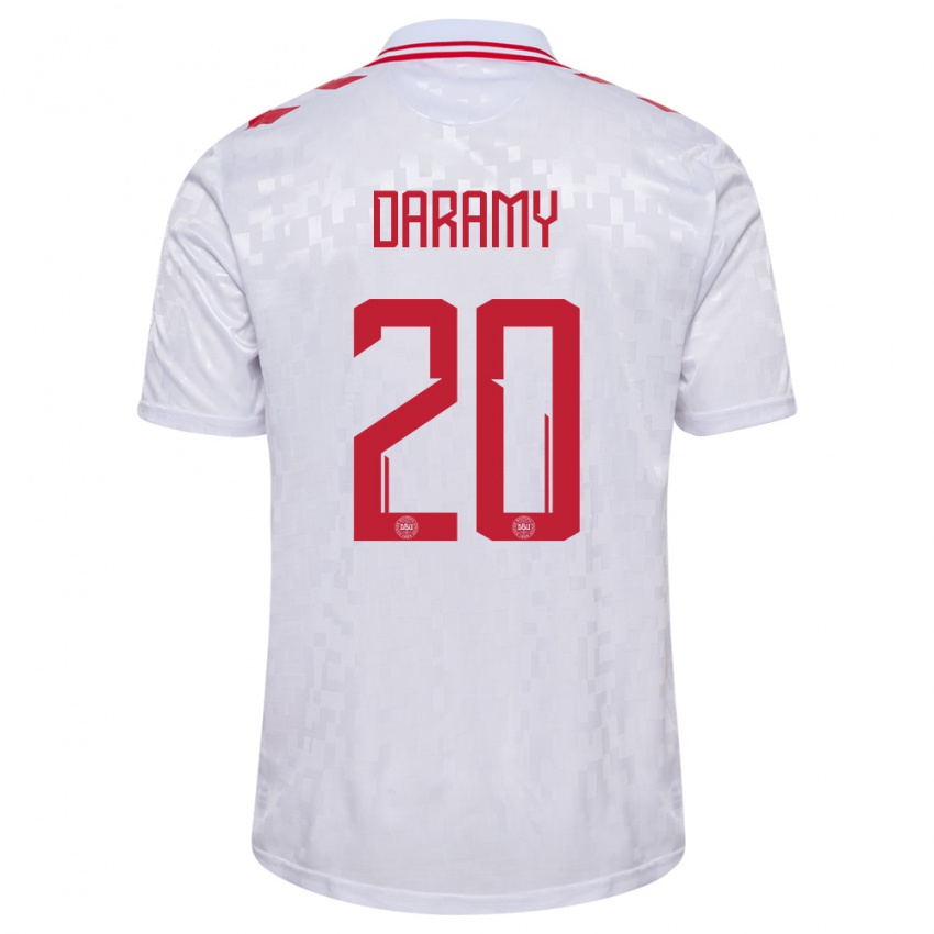 Børn Danmark Mohamed Daramy #20 Hvid Udebane Spillertrøjer 24-26 Trøje T-Shirt