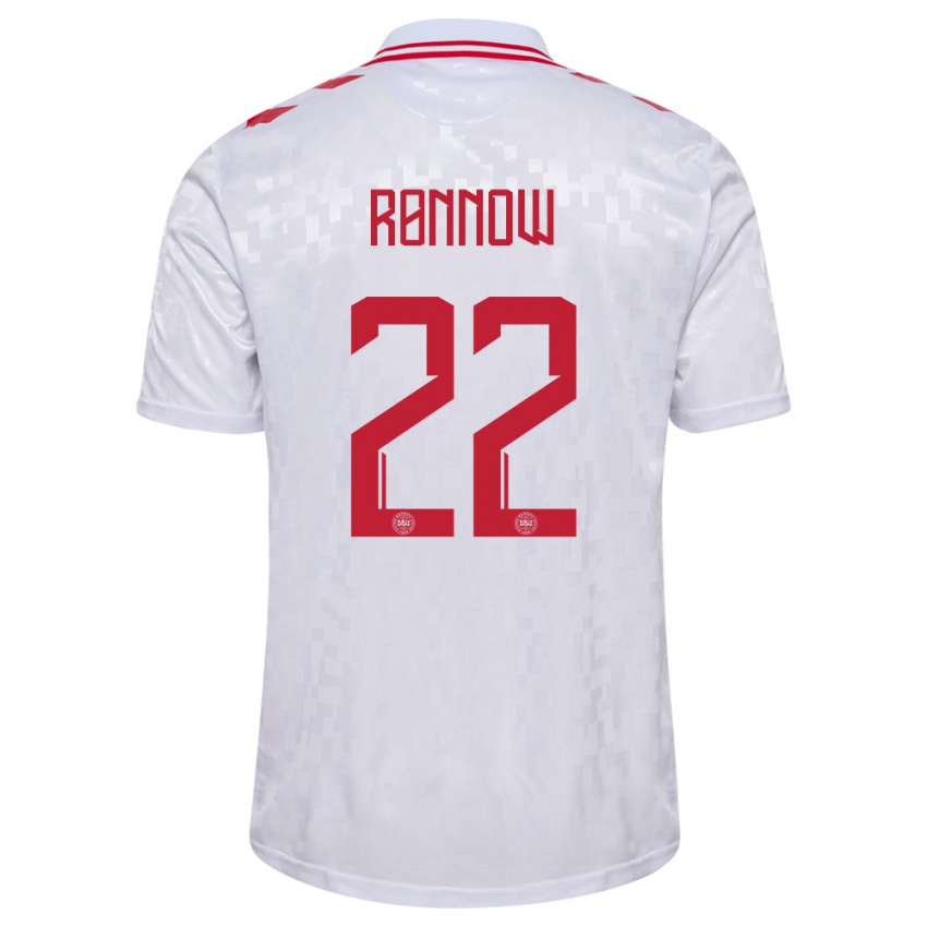 Børn Danmark Frederik Ronnow #22 Hvid Udebane Spillertrøjer 24-26 Trøje T-Shirt