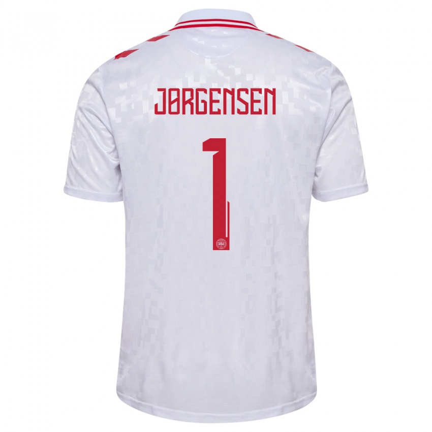 Børn Danmark Filip Jørgensen #1 Hvid Udebane Spillertrøjer 24-26 Trøje T-Shirt