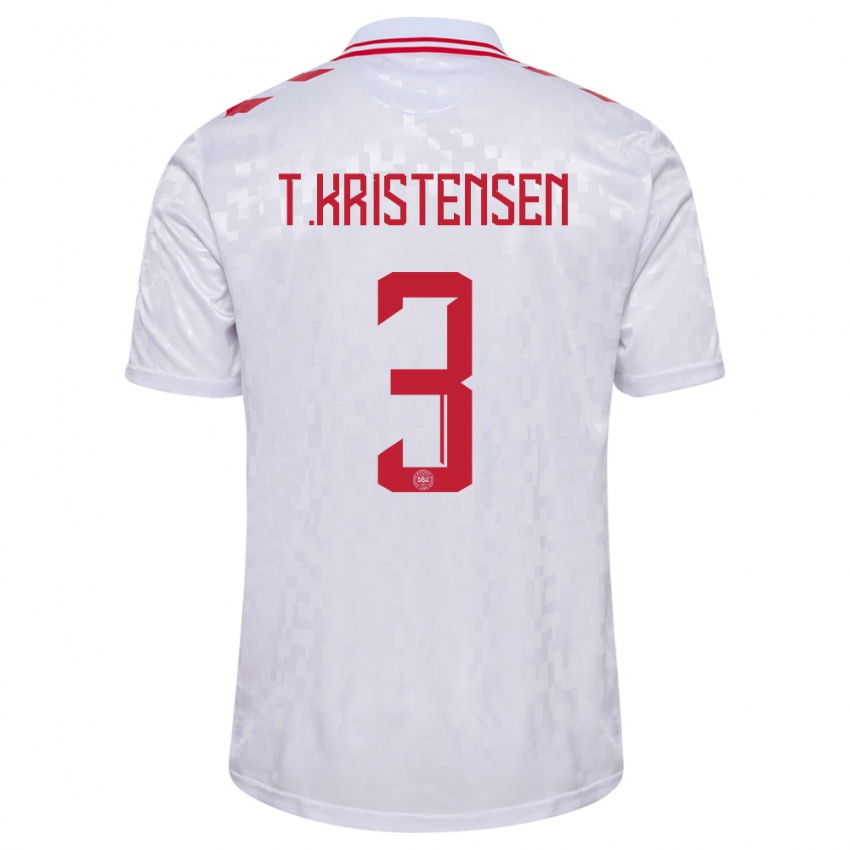 Børn Danmark Thomas Kristensen #3 Hvid Udebane Spillertrøjer 24-26 Trøje T-Shirt