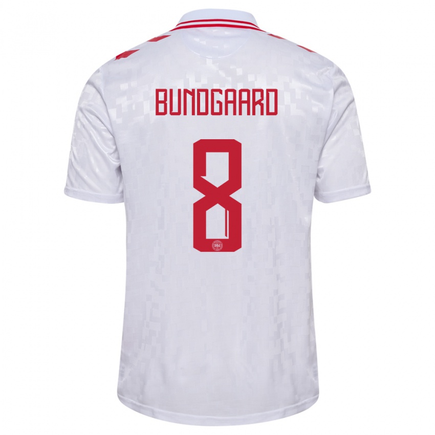 Børn Danmark Filip Bundgaard #8 Hvid Udebane Spillertrøjer 24-26 Trøje T-Shirt