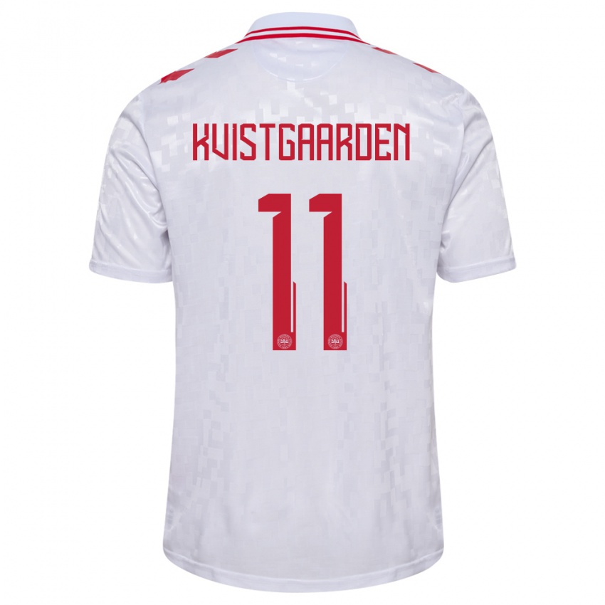 Børn Danmark Mathias Kvistgaarden #11 Hvid Udebane Spillertrøjer 24-26 Trøje T-Shirt