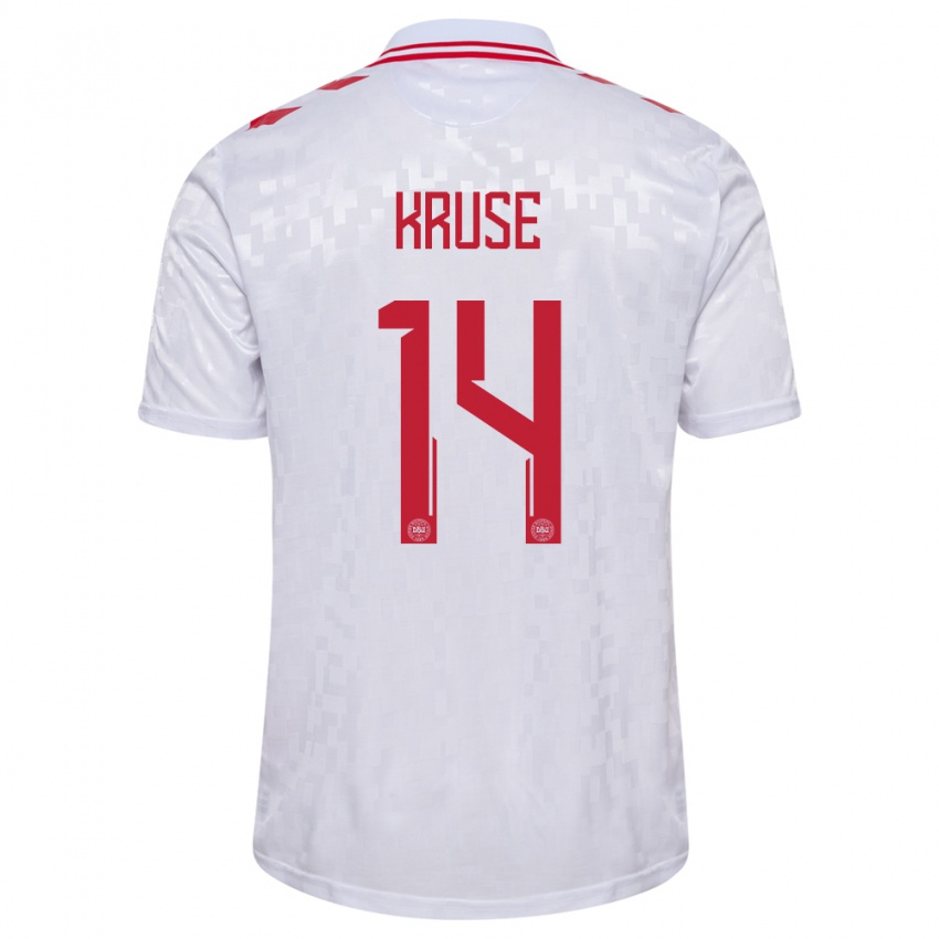 Børn Danmark David Kruse #14 Hvid Udebane Spillertrøjer 24-26 Trøje T-Shirt
