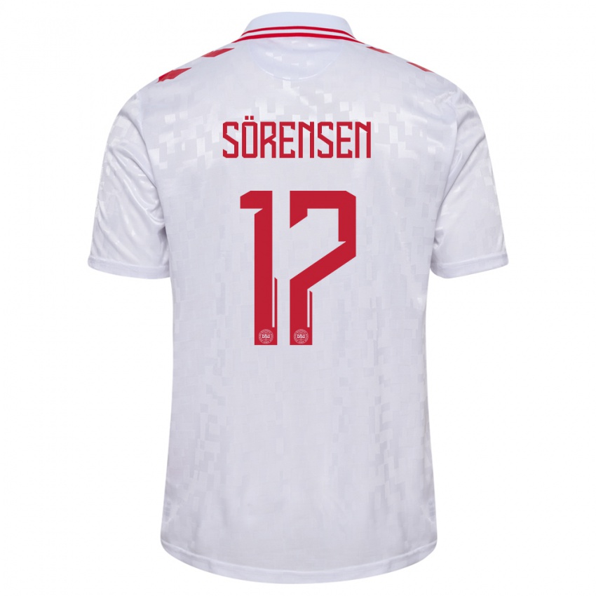 Børn Danmark Oliver Sörensen #17 Hvid Udebane Spillertrøjer 24-26 Trøje T-Shirt