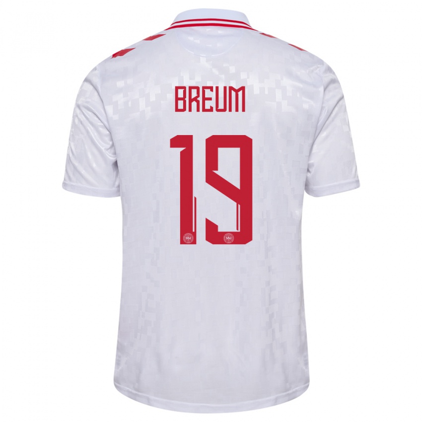 Børn Danmark Jakob Breum #19 Hvid Udebane Spillertrøjer 24-26 Trøje T-Shirt