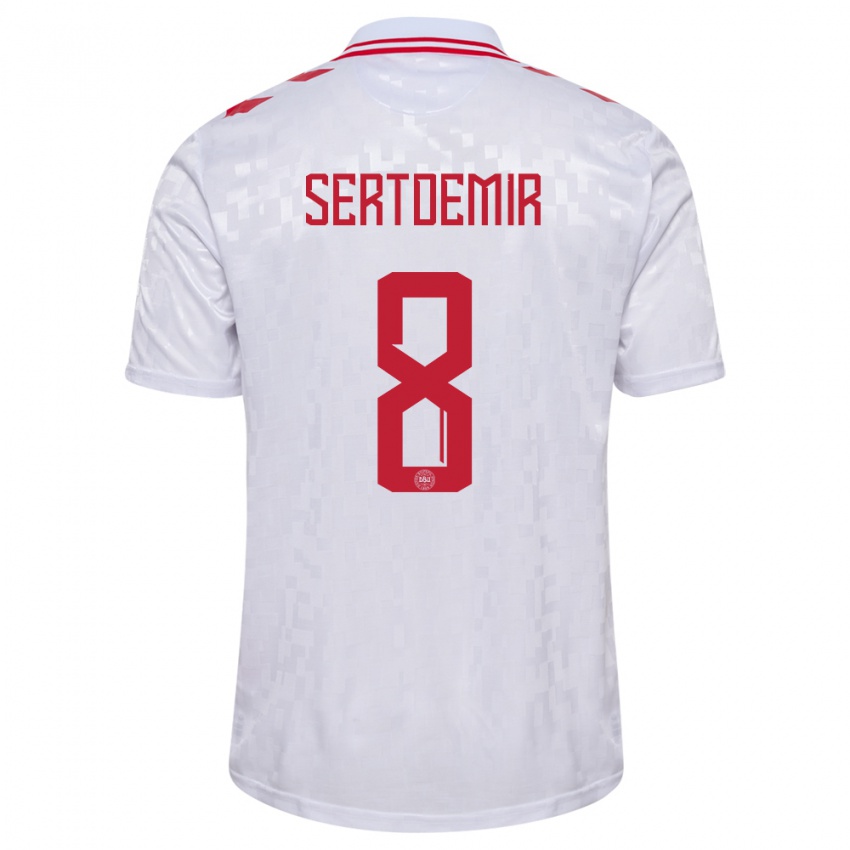 Børn Danmark Zidan Sertdemir #8 Hvid Udebane Spillertrøjer 24-26 Trøje T-Shirt