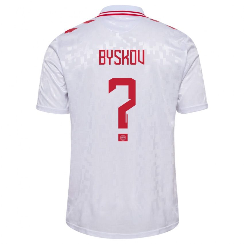 Børn Danmark Valdemar Byskov #0 Hvid Udebane Spillertrøjer 24-26 Trøje T-Shirt