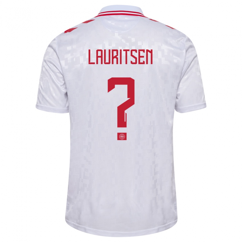Børn Danmark Mads Lauritsen #0 Hvid Udebane Spillertrøjer 24-26 Trøje T-Shirt