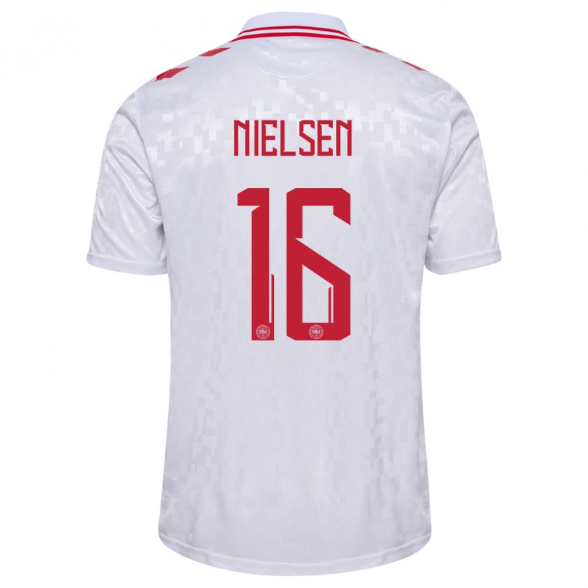 Børn Danmark Magnus Nielsen #16 Hvid Udebane Spillertrøjer 24-26 Trøje T-Shirt