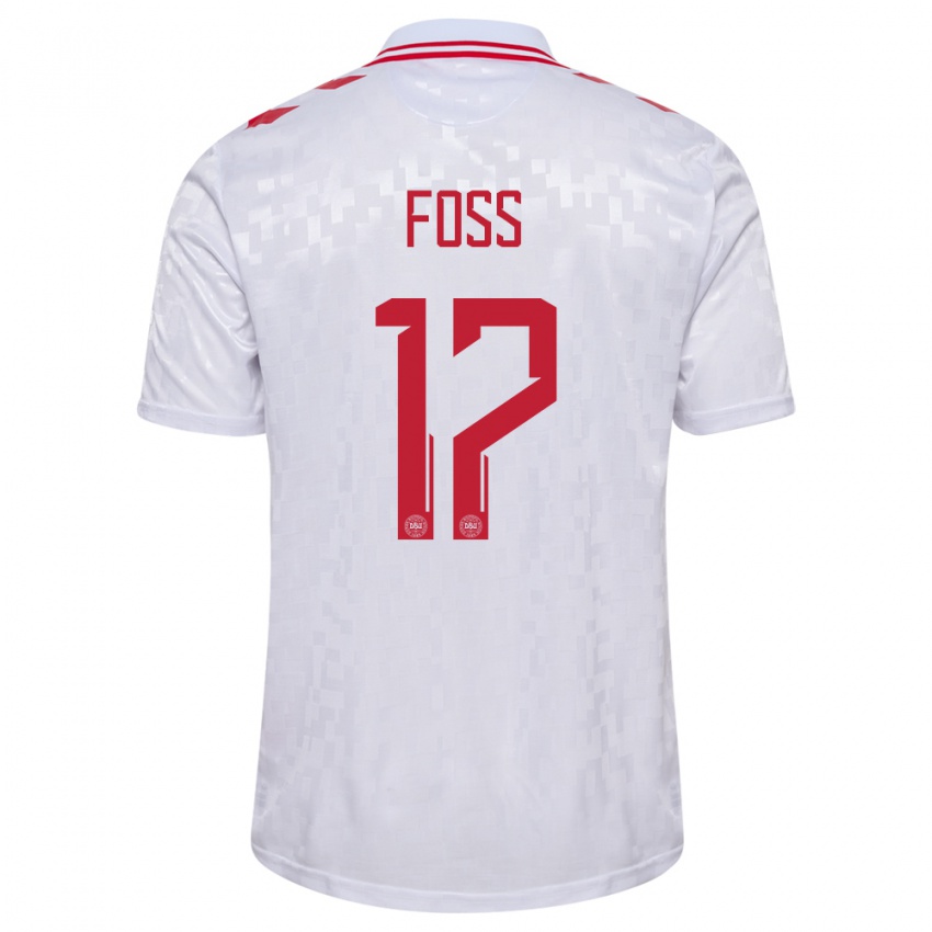 Børn Danmark Jonathan Foss #17 Hvid Udebane Spillertrøjer 24-26 Trøje T-Shirt