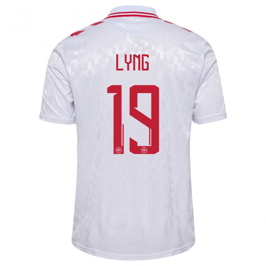 Børn Danmark Alexander Lyng #19 Hvid Udebane Spillertrøjer 24-26 Trøje T-Shirt