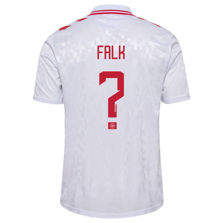 Børn Danmark Lukas Falk #0 Hvid Udebane Spillertrøjer 24-26 Trøje T-Shirt
