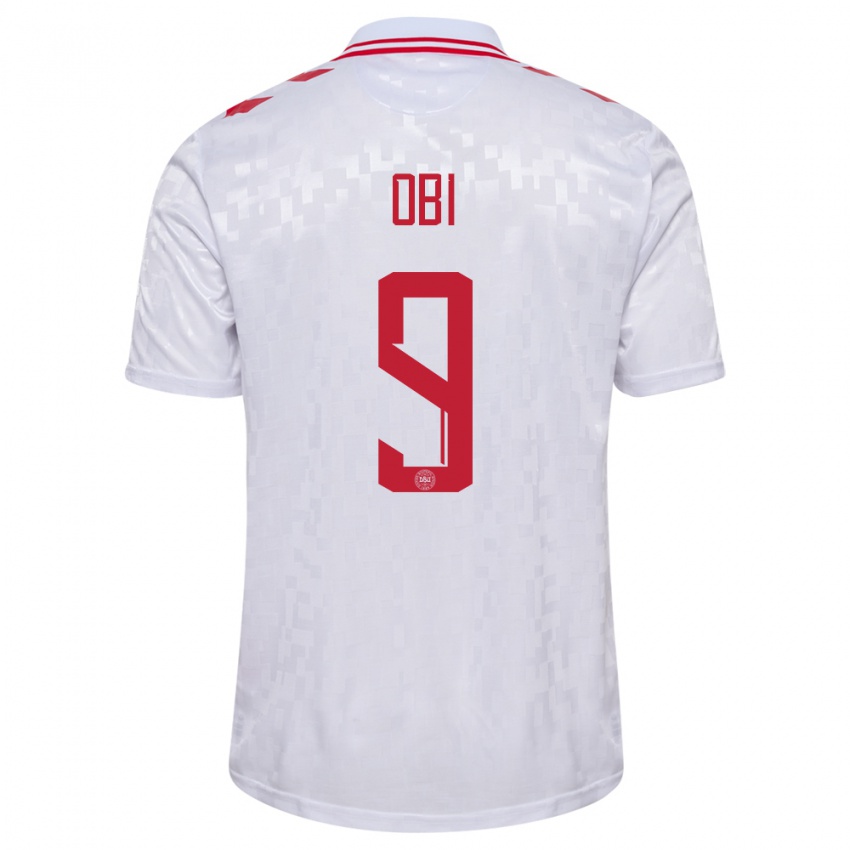 Børn Danmark Chido Obi #9 Hvid Udebane Spillertrøjer 24-26 Trøje T-Shirt
