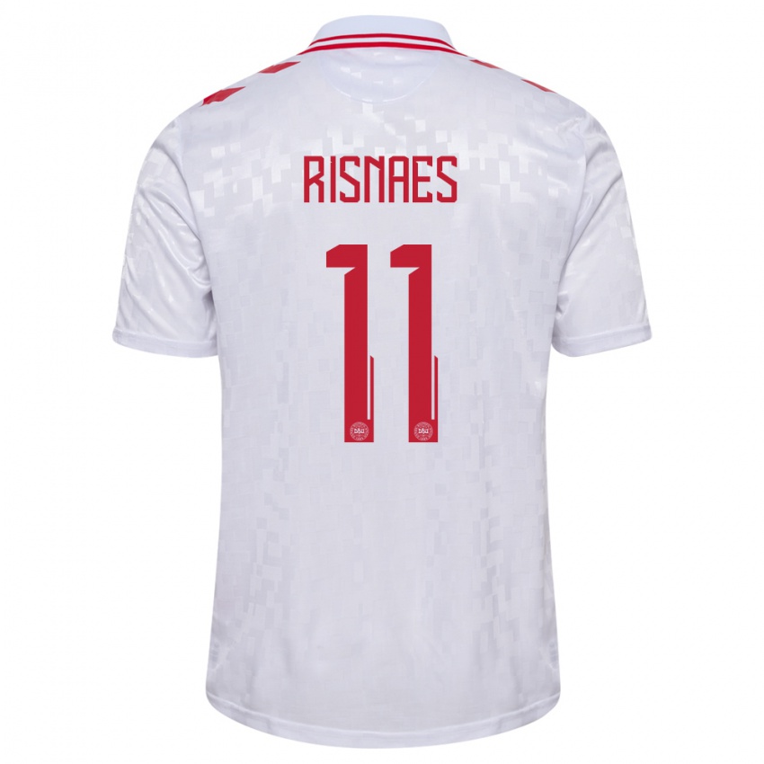 Børn Danmark Roberto Risnaes #11 Hvid Udebane Spillertrøjer 24-26 Trøje T-Shirt