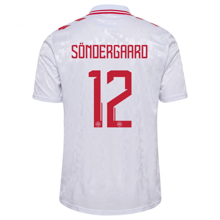 Børn Danmark Philip Söndergaard #12 Hvid Udebane Spillertrøjer 24-26 Trøje T-Shirt