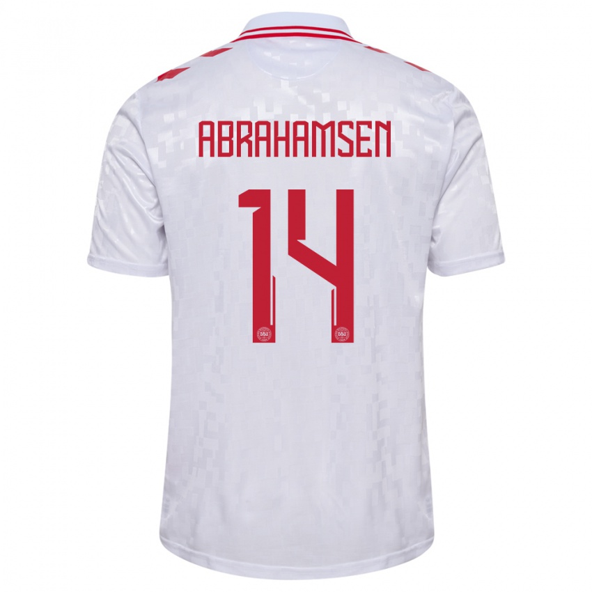 Børn Danmark Mads Abrahamsen #14 Hvid Udebane Spillertrøjer 24-26 Trøje T-Shirt