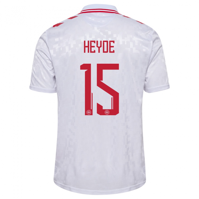 Børn Danmark Malte Heyde #15 Hvid Udebane Spillertrøjer 24-26 Trøje T-Shirt