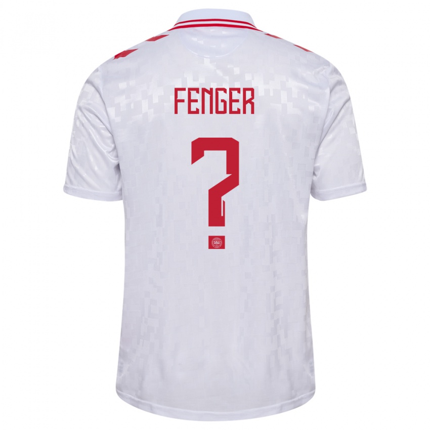 Børn Danmark Oskar Fenger #0 Hvid Udebane Spillertrøjer 24-26 Trøje T-Shirt