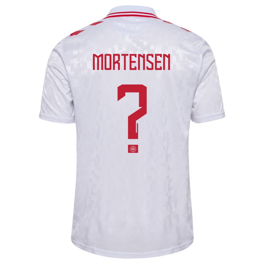 Børn Danmark Malthe Mortensen #0 Hvid Udebane Spillertrøjer 24-26 Trøje T-Shirt