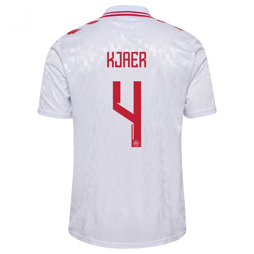 Børn Danmark Simon Kjaer #4 Hvid Udebane Spillertrøjer 24-26 Trøje T-Shirt