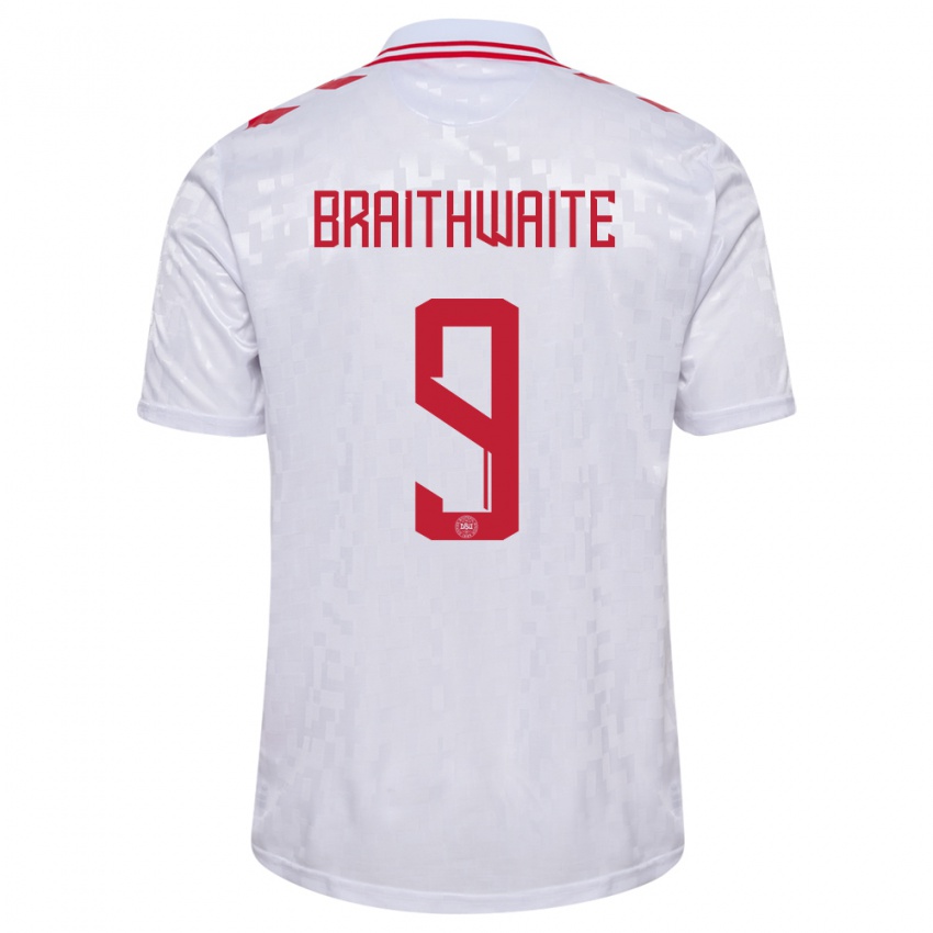 Børn Danmark Martin Braithwaite #9 Hvid Udebane Spillertrøjer 24-26 Trøje T-Shirt