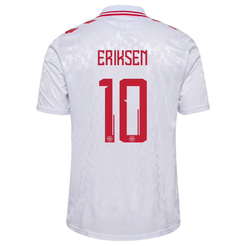 Børn Danmark Christian Eriksen #10 Hvid Udebane Spillertrøjer 24-26 Trøje T-Shirt