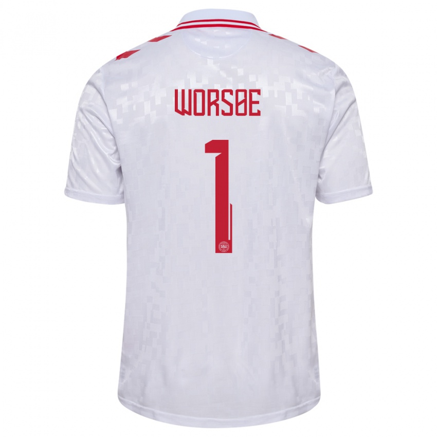 Børn Danmark Laura Worsoe #1 Hvid Udebane Spillertrøjer 24-26 Trøje T-Shirt