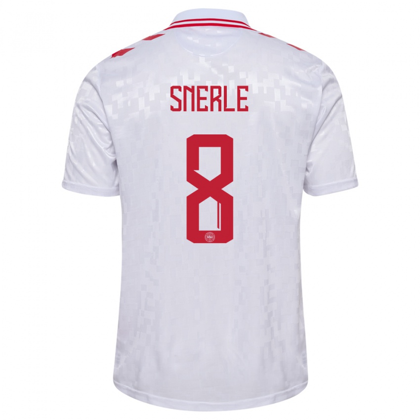 Børn Danmark Emma Snerle #8 Hvid Udebane Spillertrøjer 24-26 Trøje T-Shirt