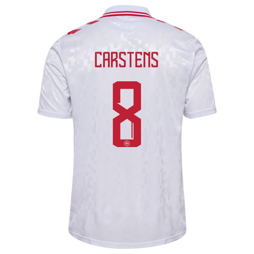 Børn Danmark Signe Carstens #8 Hvid Udebane Spillertrøjer 24-26 Trøje T-Shirt
