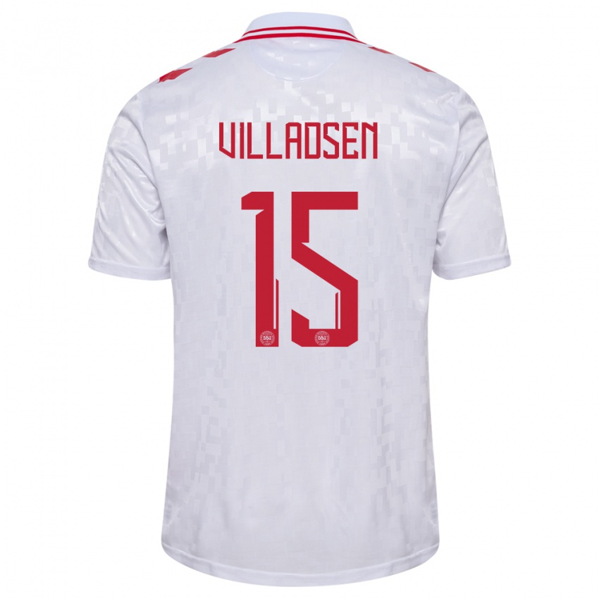 Børn Danmark Oliver Villadsen #15 Hvid Udebane Spillertrøjer 24-26 Trøje T-Shirt