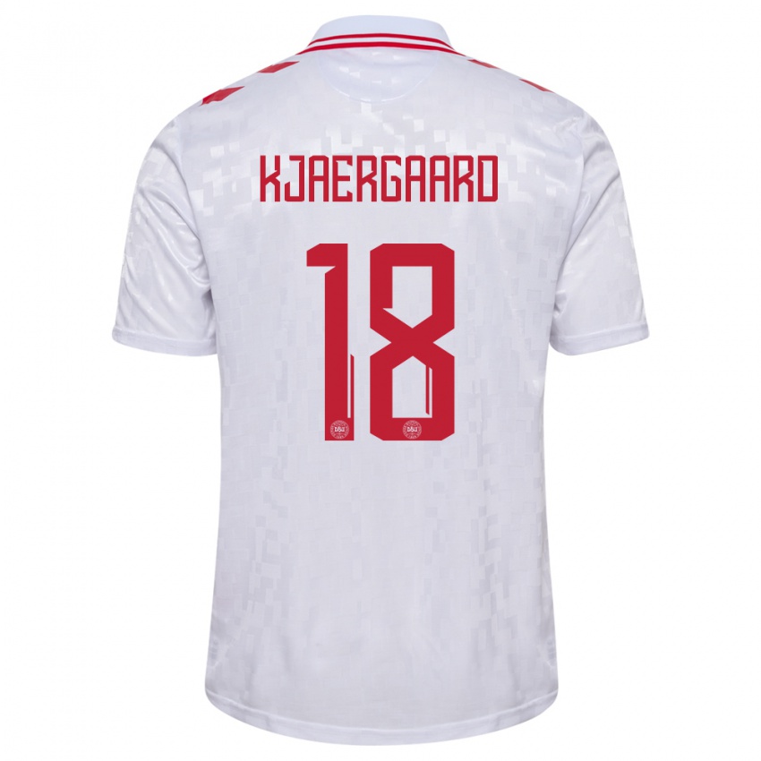 Børn Danmark Maurits Kjaergaard #18 Hvid Udebane Spillertrøjer 24-26 Trøje T-Shirt