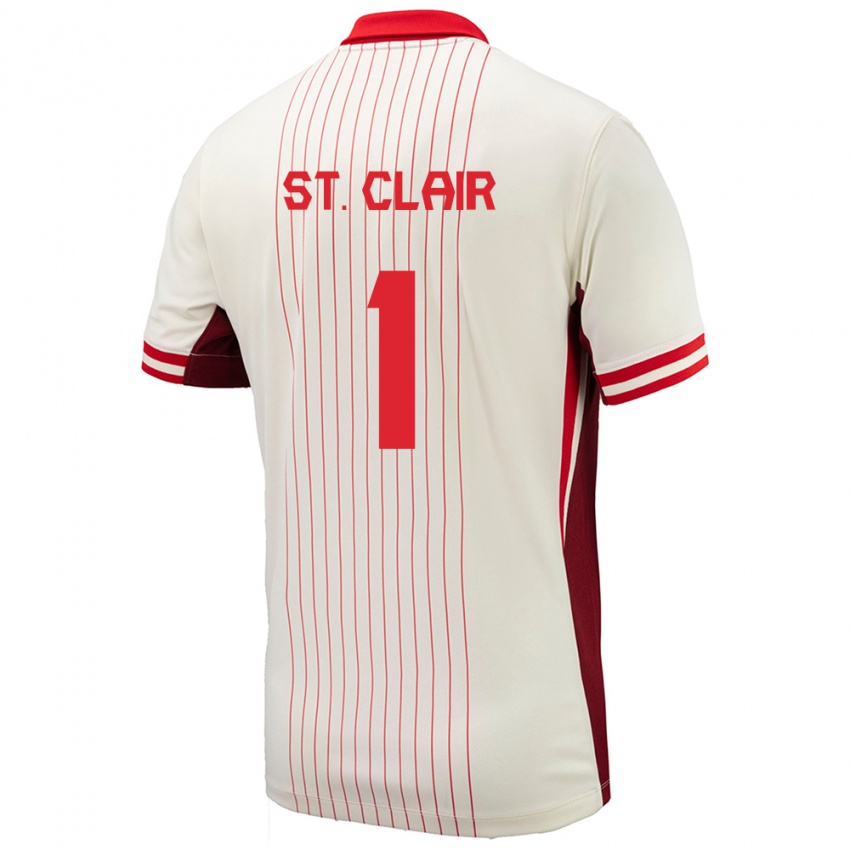 Børn Canada Dayne St Clair #1 Hvid Udebane Spillertrøjer 24-26 Trøje T-Shirt